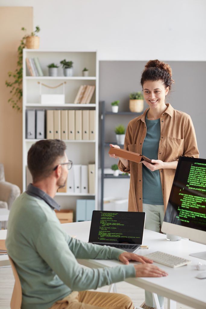 Team of developers working at office