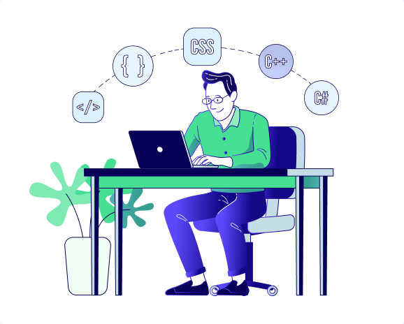 Developer working on code