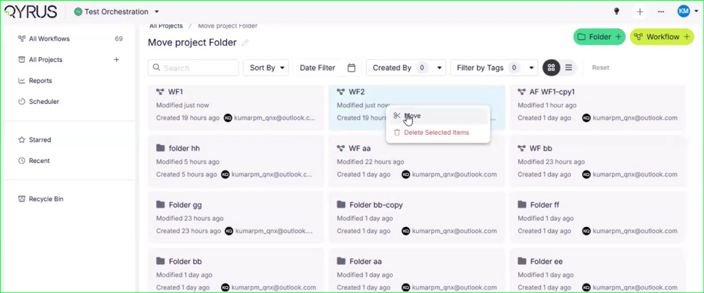 Move Multiple Workflows & Folders