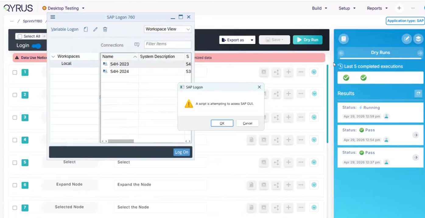 Connect to Existing SAP Windows